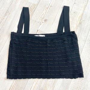 Zara Elegant Black Layered Crop Top